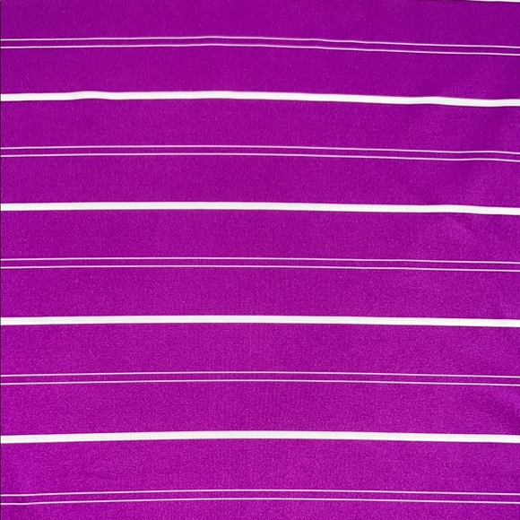 Footjoy Bright Violet Golf Striped Polo Short Sleeve 3 Button Collar Size M - Picture 4 of 5